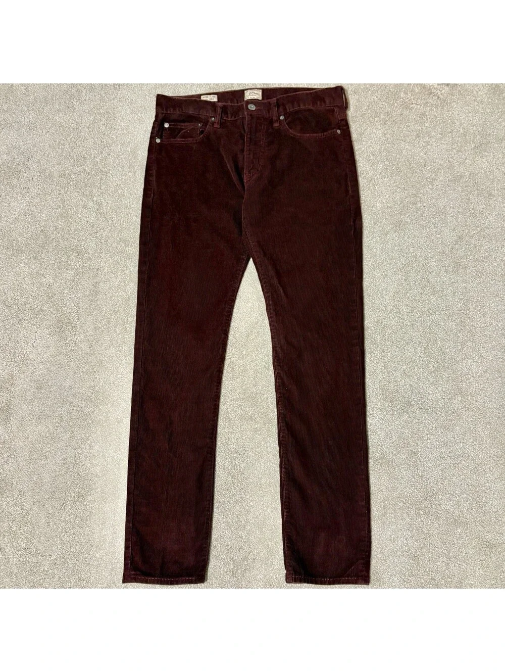 J Crew Mens 484 Slim Straight Corduroy Pants Burgundy Maroon Preppy, Sz 32x32